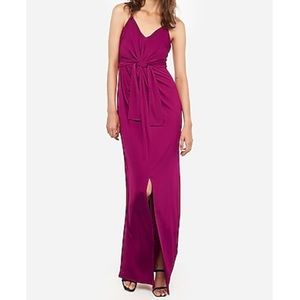 Express raspberry colored knot front maxi dress